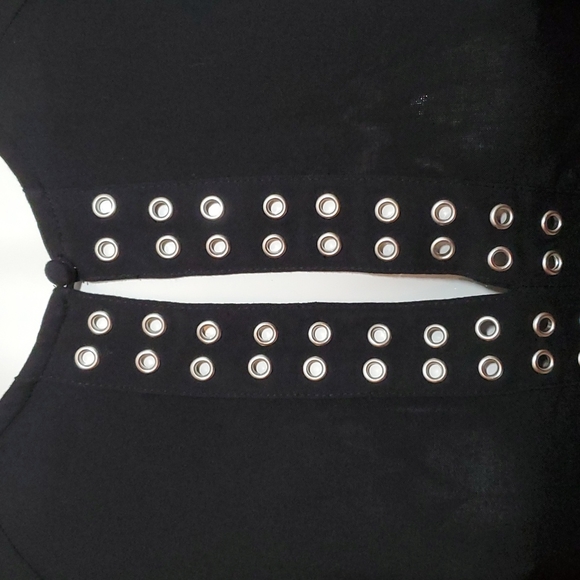 EXPRESS Womens Black Long Sleeve Tunic Shift Dress-Grommets Detail-NWT-Sz XS - Picture 3 of 16